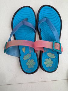 Blue Floral Flip Flops