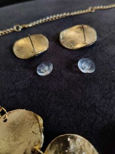 Gold-silver Tone Necklace and Earrings Set