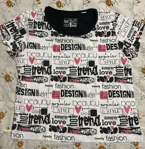 White Cartoon Print T-Shirt