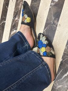Floral Embroidered Mules