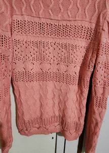Winter Evenings Coral Knitted Pullover