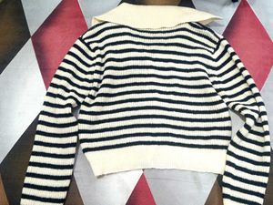 Chanel Inspired Striped Knit Cardigan