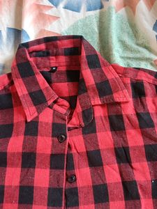 Pure Cotton Check Shirt For Women, Proper Size -S