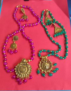 Jelly Beads Mala With Earing Set