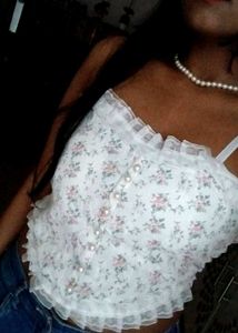 White Floral Printed Corset Top