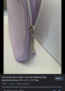 Lancome Lilac Cosmetic Makeup Bag Sparkle Woven Ba