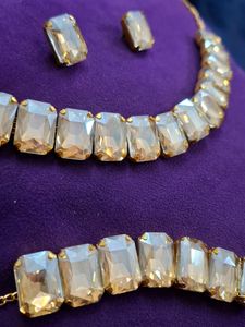 Stone-Studded Choker Set With Bracelet