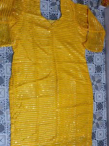 Bahut Hi Pyara Sequence Work Yellow Kurta 😘