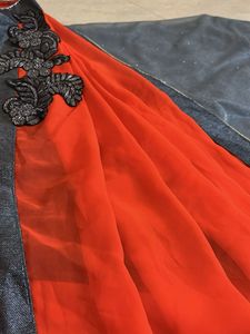 Elegant Orange &amp; Gray Saree