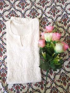 Lucknowi "Chikan Kari" White Embroidered Kurta.