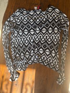 Patterned Long Sleeve off shoulder Top