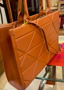 Prada Geometric Quilted Tote Bag – Caramel Brown