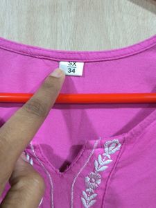 Pink Embroidered Kurti