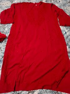 Maroon Clr Chickenkari Kurti