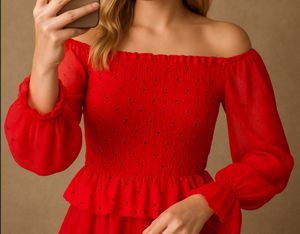 🧨Smocked Off-Shoulder Mesh Top-ONLY 139