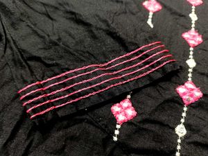 Black Cotton Embroidered Kurta