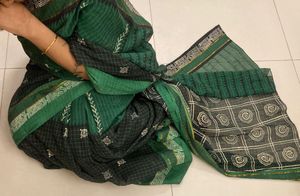 Pure Cotton Tanth Handblock Saree