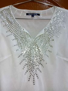 Elegant White Embellished Top