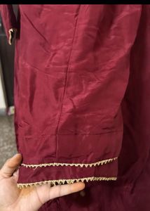 Maroon Velvet Pant Kameez Suit