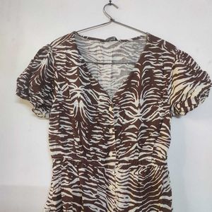 Brown Zebra Print Mini Dress