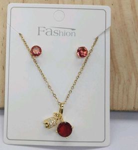 Rose Gold Necklace & Earring Set