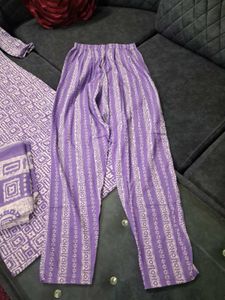 Purple Printed Kurta Set