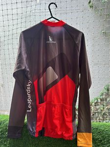 Brown Red Full Sleeve Cycling Jersey Size M 38