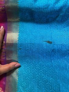 Elegant Pink &amp; Blue Saree with blouse piece