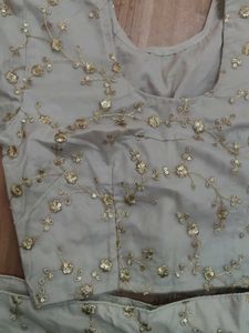 Beige Stitched Lengha Set