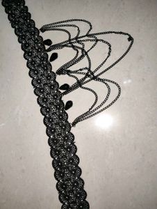 Black Lace &amp; Chain Choker