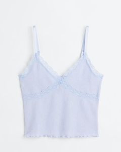 Lace Trimmed Ribbed Crop Top
