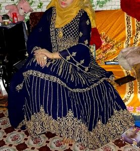 Elegant Navy Blue Embroidered Dress
