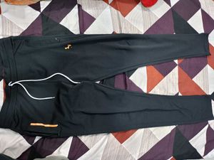 Black Athletic Joggers with Orange Detail