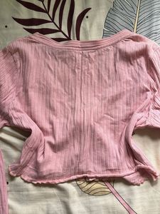 Pink Ribbed Crop Top