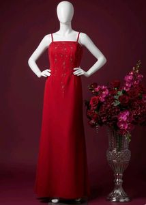 Elegant Coral Embellished Maxi Gown