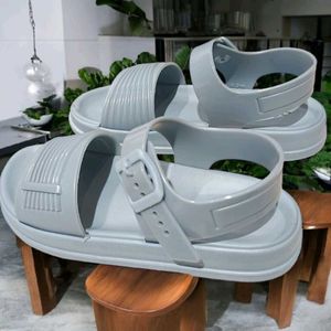 Gray Buckle Sandals