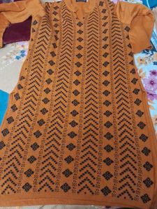 Orange Knit Tunic Top