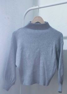 Gray Knit Turtleneck Sweater