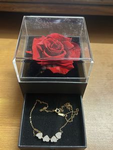 Forever Rose &amp; Four-Leaf Clover Necklace