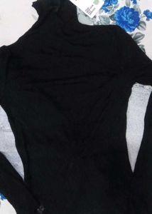 Black Turtleneck Long Sleeve Top