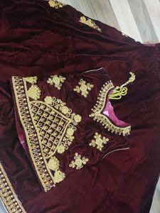 Brand New Maroon Velvet Lehenga Skirt Upto 8-⁹ Yrs
