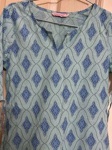 Geometric Print Pure Kurta(Dark blue)