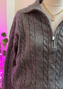 Gray Cable Knit Sweater
