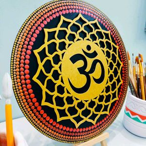 Hand-Painted OM Mandala Dot Art