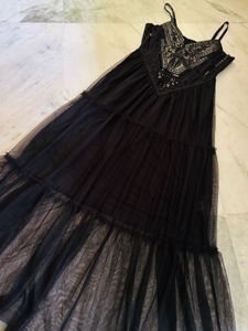 Black Leather And Sequin Dress