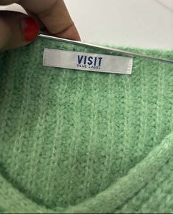 Cute sea Green V-Neck Sweater