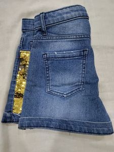 Glitter Denim Shorts For Girls