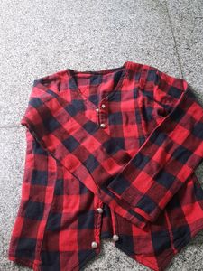 Black &amp; Red Checks Trendy Shirt For Women