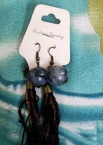 Grey Choker With Earrings/ Necklace