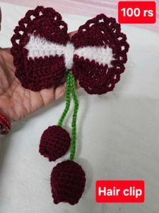 Crochet Handmade tulip bow  hair clip